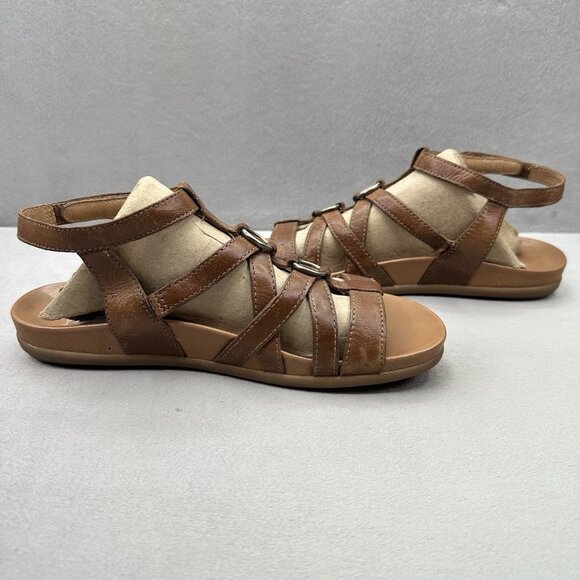 Womens 6.5-7 / EU 37 Dansko Jolene Gladiator Sandals Tan Glazed Leather Strappy - Picture 5 of 8